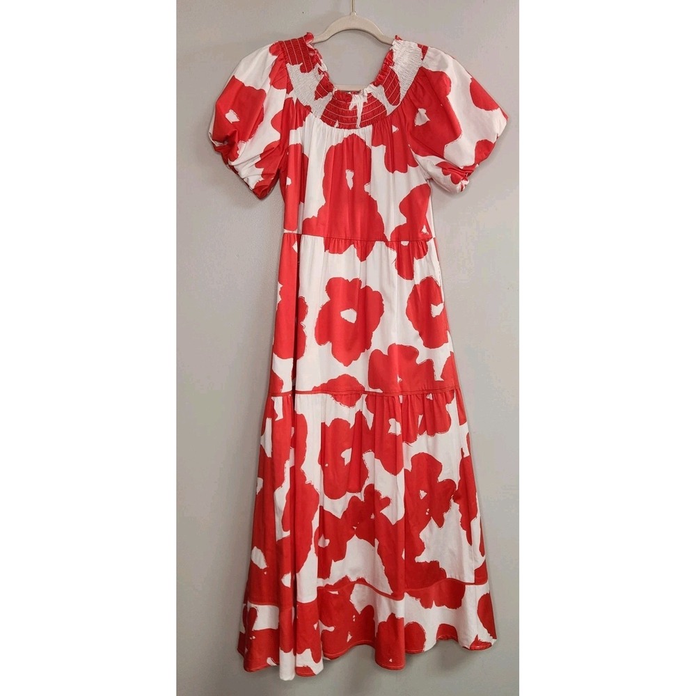 Crosby Mollie Burch Orange And White Gen Maxi Dress Poppy W/pockets Preppy *Read - Picture 6 of 15
